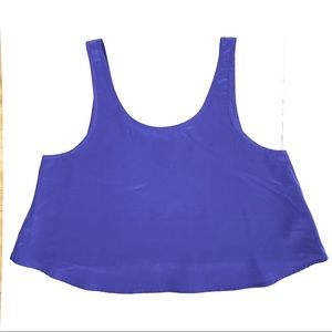 Blue Silky Crop Tank Top
